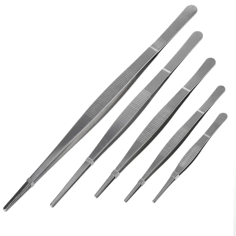 Toothed Barbecue Stainless Steel Long Food Tongs Straight Home Medical T... - £121.58 GBP