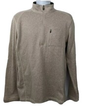 Woolrich Long Sleeve Knit Sweater 1/4 Zip Mens Pullover Size L Beige - $35.59