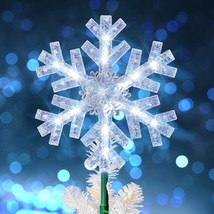 Led Christmas Tree Topper Lighted Snowflake Ornament Decoration Battery Xmas New - £30.28 GBP