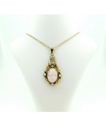 14k Yellow Gold Angel Skin Coral / Shell Cameo Lavaliere #J4412 - £253.09 GBP