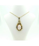 14k Yellow Gold Angel Skin Coral / Shell Cameo Lavaliere #J4412 - $6,003.38 MXN