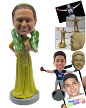 Personalized Bobblehead Beautiful Lady Wearing A Fashionable Gown Ready For A Ce - £71.60 GBP