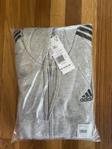 Adidas Men&#39;s Essentials Fleece 3-Stripes Full-Zip Size 2XLT Heather Gray Hoodie - £27.54 GBP