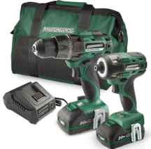 20-Volt Brushless Cordless 1/2&quot; Drill and 1/4&quot; Impact Driver Combo Kit - £225.95 GBP