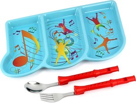 Urban Trend Kids Funwares Me Time Musical Dinner Plate &amp; Utensil Meal Set - £14.08 GBP