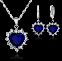 3pcs/set Heart-shaped Necklace Earrings Bridal Jewelry Set for Women Jewelry - £13.58 GBP