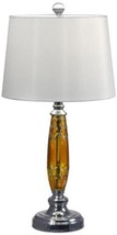 Table Lamp Dale Tiffany Autumn Lake 1-Light Polished Chrome Fabric Hand-Cut - £213.38 GBP
