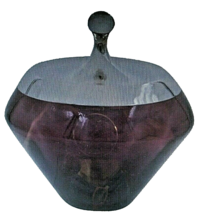 Gorham Sterling Silver &amp; Lindshammar Glasbruk Amethyst Glass Covered Jar 1963 - £295.75 GBP