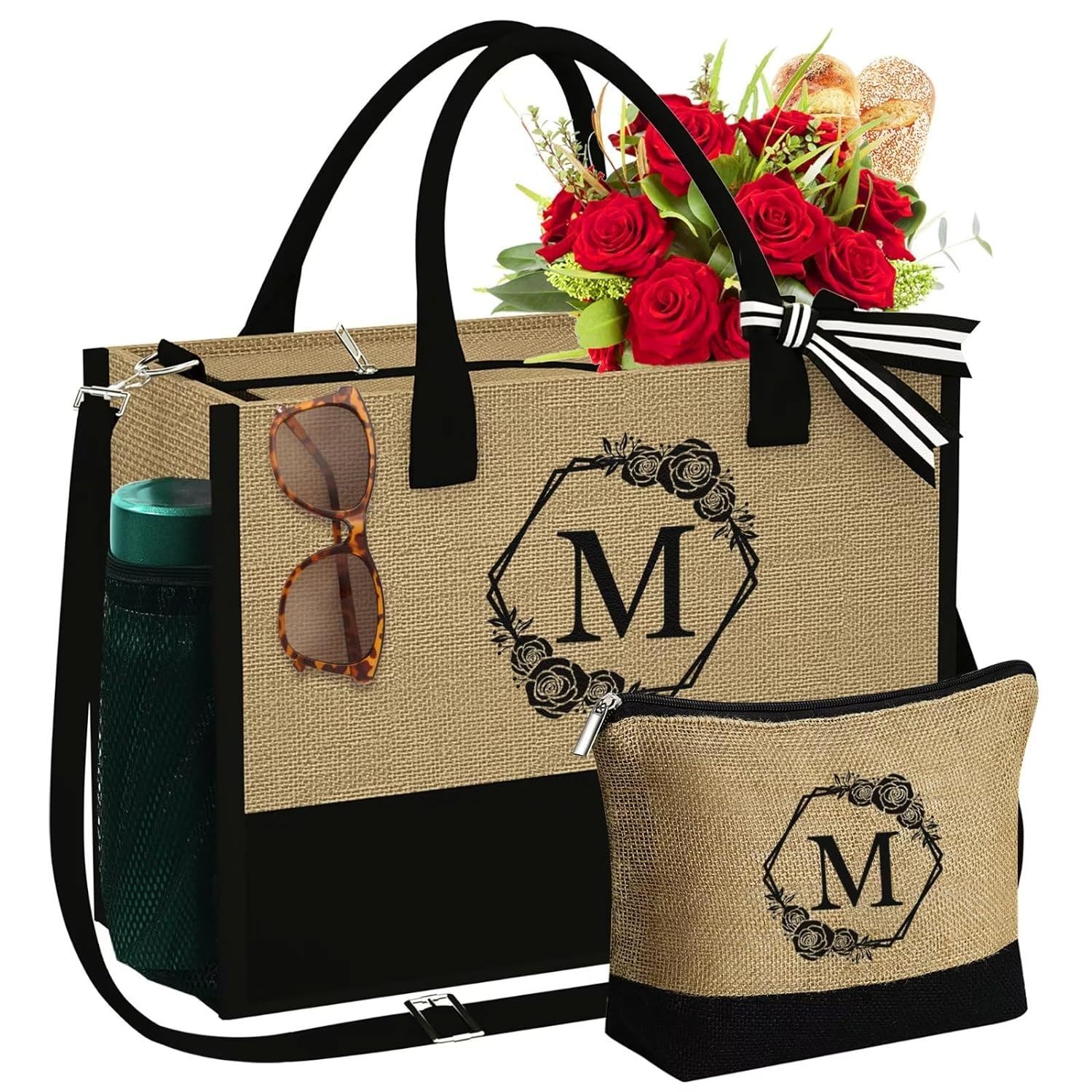 Primary image for Personalized Birthday Gifts For Women, Travel Beach Tote Bag With Zipper, Thank 