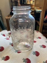 Vtg Monarch Finer Foods Glass Jar-Clear-Embossed Lions Head-Chevrons-No Lid-GC - £19.46 GBP