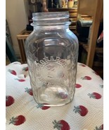 Vtg Monarch Finer Foods Glass Jar-Clear-Embossed Lions Head-Chevrons-No ... - $24.75