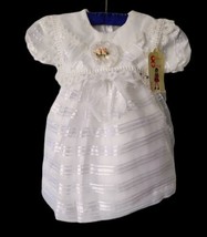 MERY Organza Crinoline Dress Infant Size 1 Vintage Baptism Wedding Lace New - £22.77 GBP