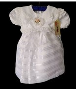 MERY Organza Crinoline Dress Infant Size 1 Vintage Baptism Wedding Lace New - £22.70 GBP