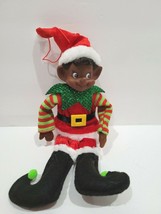 Christmas African American Pixie Elf Boy Doll Tree Knee Hugger Ornament ... - $19.79