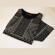 Men LAVERITA European Fashion Crew Shirt Studs Medusa 12120 Black Gray image 5