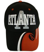 Atlanta Men&#39;s Wave Pattern Curved Brim Adjustable Baseball Cap Black/Red - £11.95 GBP