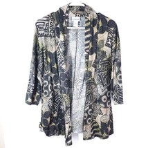 Womens Chicos Cardigan Sweater Size 1 Leaf Abstract Print 3/4 Sleeves - £13.37 GBP