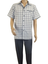 Men 2pc Walking Leisure Suit Short Sleeves By DREAMS Checker 283-10 Gray - £69.13 GBP