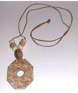 Hand Carved Hawaiian Stone Wood Bead Leather Necklace 24&quot; - £8.70 GBP
