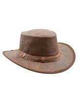 Cow Hide Leather High Quality Cowboy Hat Removable Chin Strap Brown DR504 - $52.71