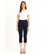 Womens Print Navy Black Geo Houndstooth One Size Capri Leggings - $14.87 CAD