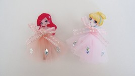 Two childrens princess fairy tale doll dress alligator hair clip barrettes - £4.58 GBP