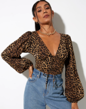 Motel Rocks Romina Canotta IN Notte Leopardo Marrone (MR104) - £18.04 GBP