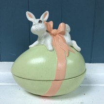 Vintage Atlantic Mold Ceramic Egg / Rabbit Figurine Candy Dish Bunny - £17.68 GBP