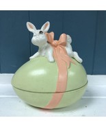Vintage Atlantic Mold Ceramic Egg / Rabbit Figurine Candy Dish Bunny - £17.12 GBP