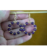 EE800-1) 6mm Purple amethyst bead gemstone hoop loop dangle circle gold ... - £25.72 GBP