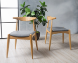 Francie Fabric with Oak Finish Soft Foam Dining Chairs, 2-Pcs Set, Grey ... - $208.88