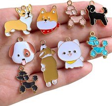 4 Enamel Dog Charms Assorted Lot Fur Baby Animal Pendants Jewelry Making Supply - £5.41 GBP