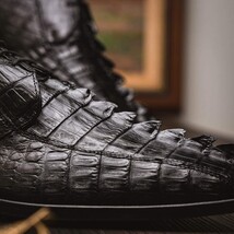 Cancun Genuine Hornback Caiman Crocodile Dress Derby's Shoes Black image 8