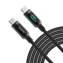 100W 4Ft Usb C To Usb C Cable Fast Charge, Nylon Braided Cable With Led ... - £15.73 GBP