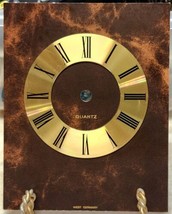 Brass &amp; Brown Quartz Clock Face Dial 3.74&quot; x 4.71&quot; West Germany - £7.78 GBP