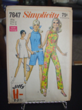 Simplicity 7647 Misses Jiffy Jumpsuit Pattern - Size 12 Bust 34 Waist 25... - $12.61