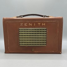 Vintage Zenith Tube Radio Portable Top Grain Leather Case Model Y506L Tested - £114.62 GBP