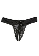 Between The Sheets Crotchless Lace Panty Black One Size Fits Most - £16.38 GBP