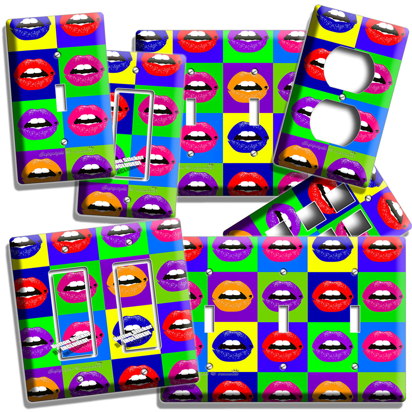 MARILYN MONRO LIPS POP ART LIGHT SWITCH OUTLET WALL PLATE DORM ROOM OFFICE DECOR
