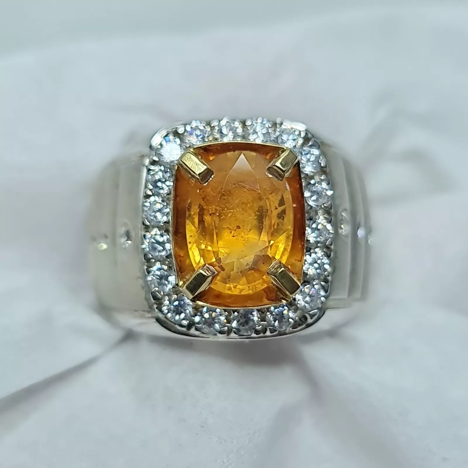 Natural 2.58 CT Tanzania Yellow Sapphire Silver Handmade Ring Mens - $105.00