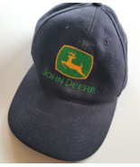 John Deere Black Baseball Hat Cap Adjustable Back Embroidered Logo Preowned - £7.08 GBP