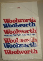 5 Vintage New/Old Woolworth 10x2x15 White Plastic Unused Shopping Bags - £14.99 GBP