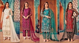 Womens Salwar Suit Designer Embroidery Net Wedding Party fashion dress(X... - £39.34 GBP+