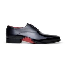 Belvedere Shoes Nero Italian Calf Leather Dressy Lace Up Black/Red image 2