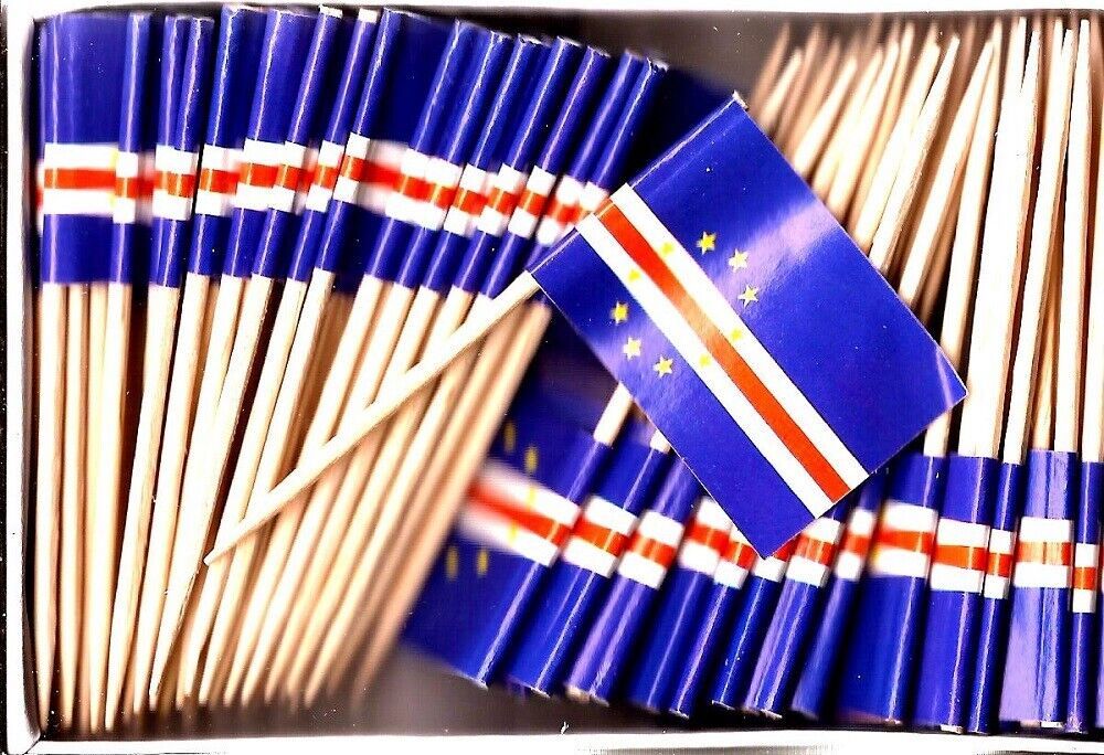 One Box of 100 Cape Verde Toothpick Flags, 100 Small Mini International ... - $7.90
