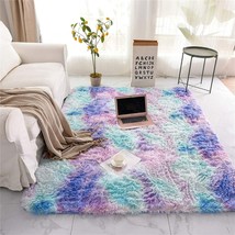 A Nice Night Shaggy Fluffy Faux Fur Area Rug Door Mat,Tie Dye Style,Softest, - £28.23 GBP