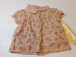 Oshkosh B&#39; Gosh Baby Girls 9 Months Short Sleeve Shirt Top Tan Floral NWT - $12.86