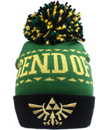 LEGEND OF ZELDA Triforce Beanie Black &amp; Green Iconic Winter Bobble Hat - €21,65 EUR