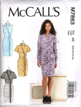 McCall's M7863 Misses 6 to 14 Easy Fitted Ruched Dresses UNCUT Sewing Pattern - £11.66 GBP