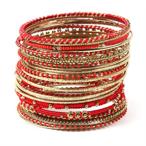 Amrita Singh Meenal Red 25 Piece Bangle Set Lot Size 8 NEW MSRP $75 BBAS... - £28.24 GBP